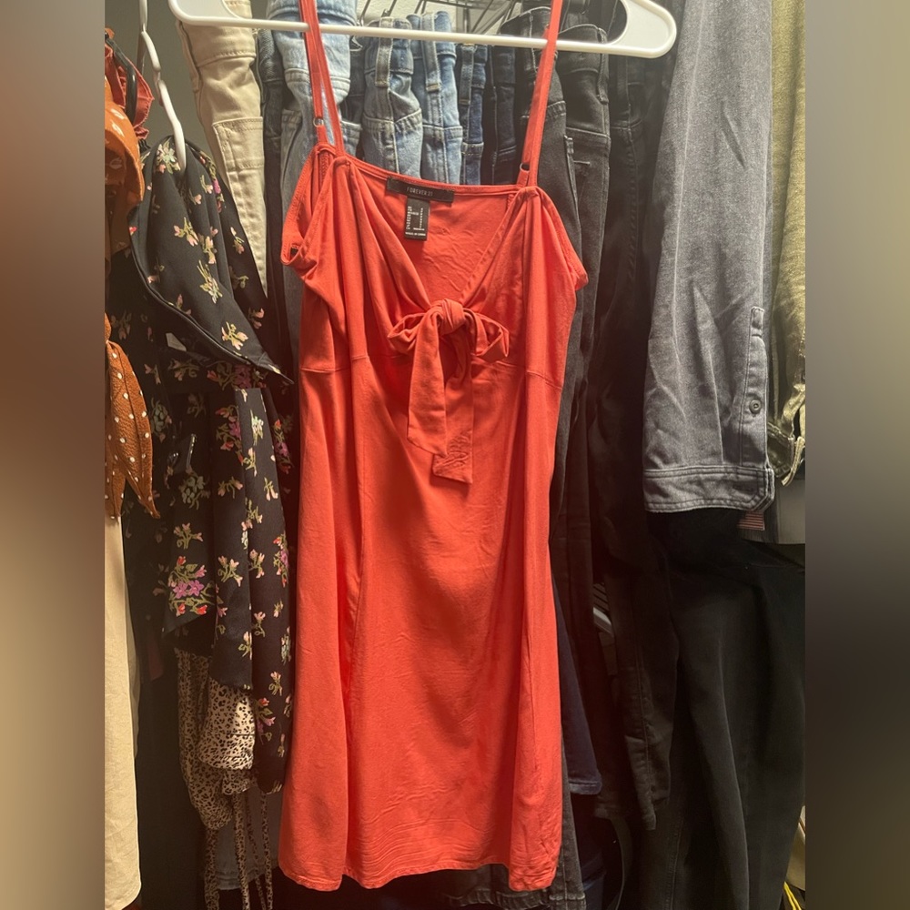 Salmon Forever 21 summer dress with tie
